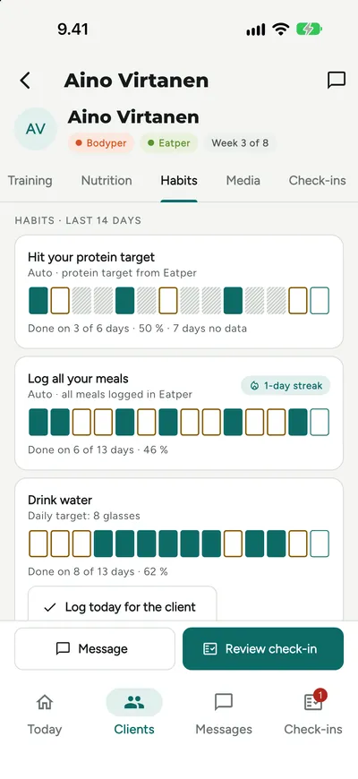 Habit streaks in the Mentorper mobile app